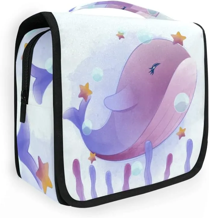Toiletry Bag Cute Blue Gradient Whale Hanging Travel Toiletry Bag Dopp Kit Shaving Bag Toiletry Organizer Makeup Cosmetic Bag For Women Men