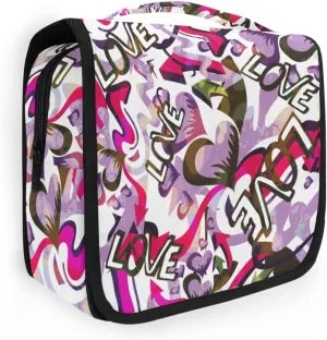 Toiletry Bag Geometric Abstract Love Graffiti Hanging Travel Toiletry Bag Dopp Kit Shaving Bag Toiletry Organizer Makeup Cosmetic Bag For Women Men