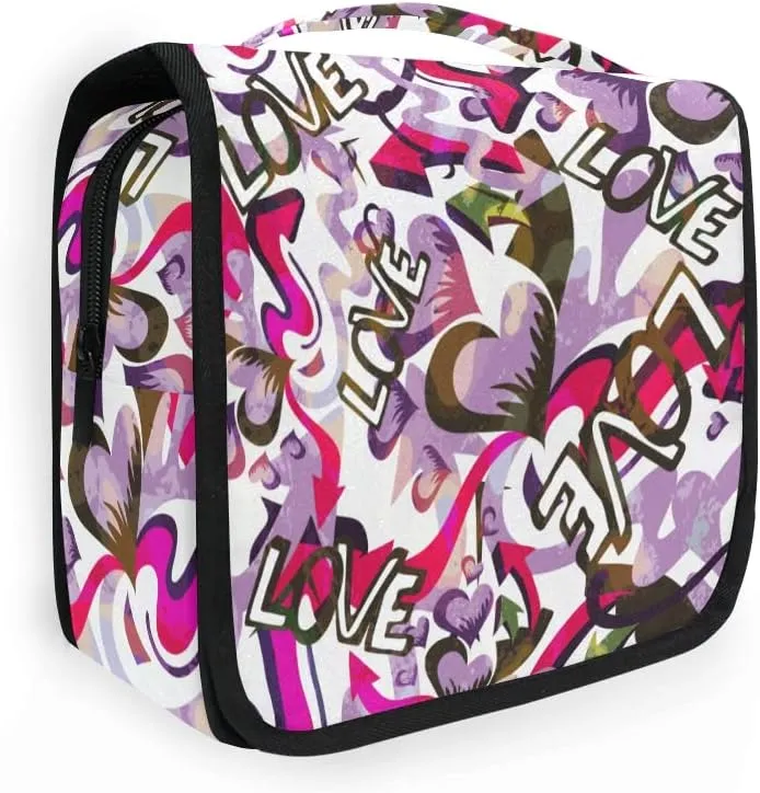 Toiletry Bag Geometric Abstract Love Graffiti Hanging Travel Toiletry Bag Dopp Kit Shaving Bag Toiletry Organizer Makeup Cosmetic Bag For Women Men