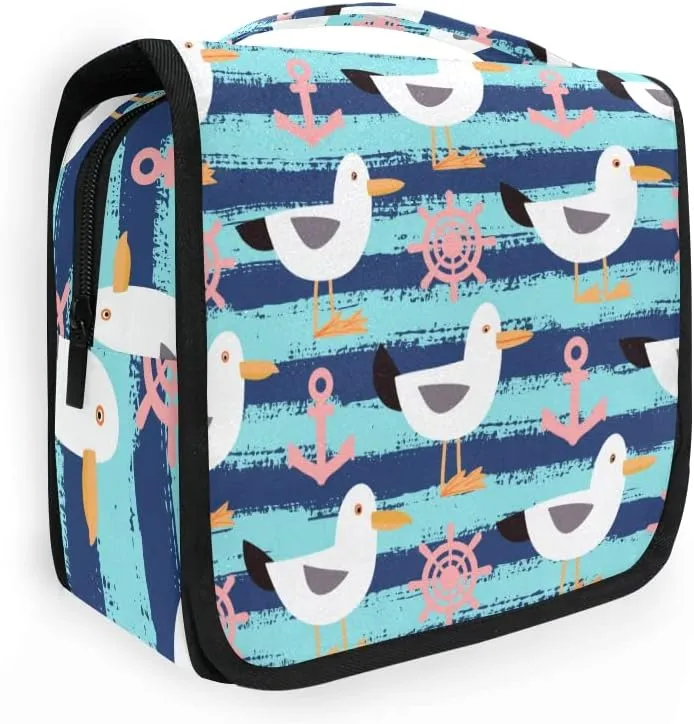 Toiletry Bag Horizontal Stripes Seagulls Hanging Travel Toiletry Bag Dopp Kit Shaving Bag Toiletry Organizer Makeup Cosmetic Bag For Women Men