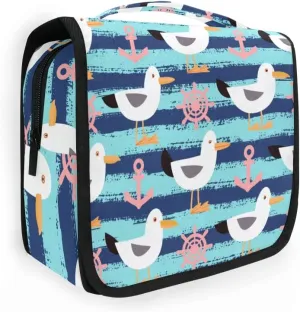 Toiletry Bag Horizontal Stripes Seagulls Hanging Travel Toiletry Bag Dopp Kit Shaving Bag Toiletry Organizer Makeup Cosmetic Bag For Women Men