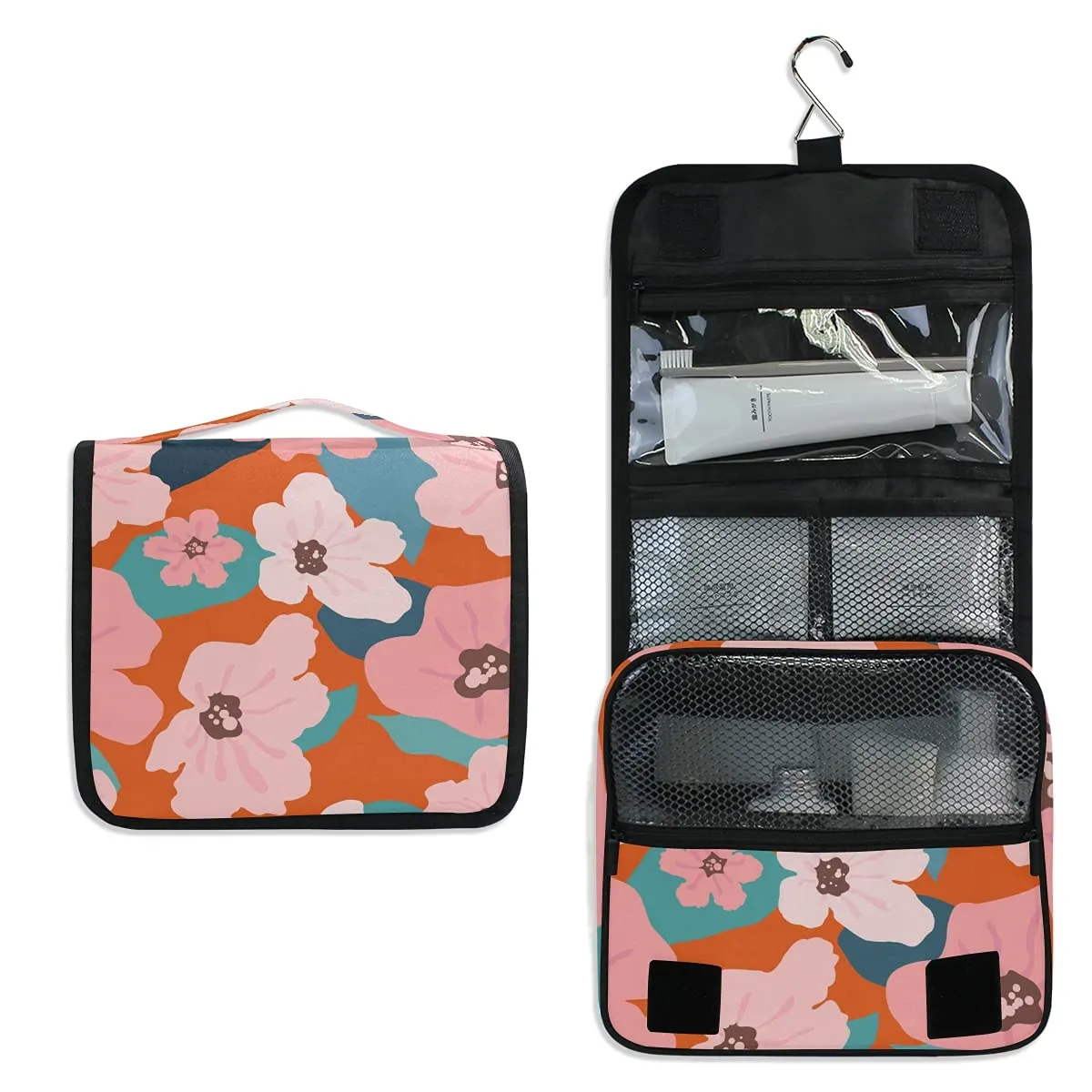 Toiletry Bag Pink Flower Hanging Travel Toiletry Bag Dopp Kit Shaving Bag Toiletry Organizer Makeup Cosmetic Bag For Women Men