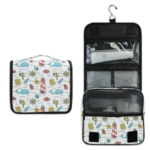 Toiletry Bag Sea Animal Lighthouse Hanging Travel Toiletry Bag Dopp Kit Shaving Bag Toiletry Organizer Makeup Cosmetic Bag For Women Men