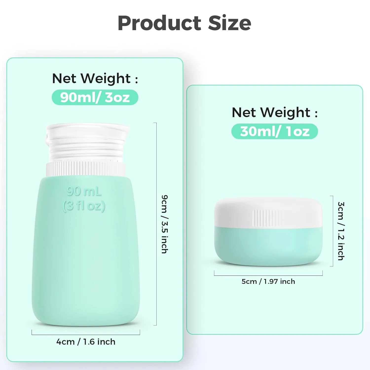Travel Bottles for Toiletries - 8 Pack Leak Proof Silicone Containers with Clear Bag, 4 Squeeze Bottles & 4 Cream Jars - TSA Approved Travel Size for Easy Carry-on - Perfect for Travelers & Gift