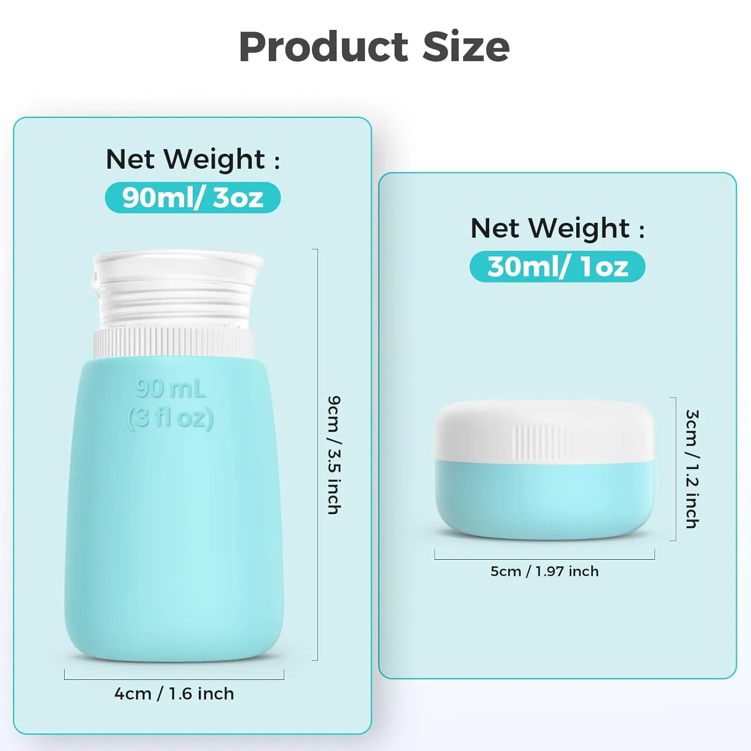 Travel Bottles for Toiletries - 8 Pack Leak Proof Silicone Containers with Clear Bag, 4 Squeeze Bottles & 4 Cream Jars - TSA Approved Travel Size for Easy Carry-on - Perfect for Travelers & Gift