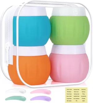Travel Containers for Toiletries, GLAMFIELDS TSA Approved 1.7oz 50ml Travel Size Silicone Cream Jars BPA Free, Leak-proof Travel Essentials with Lid for Cosmetic Face Hand Body Cream Orange (4 Pack)