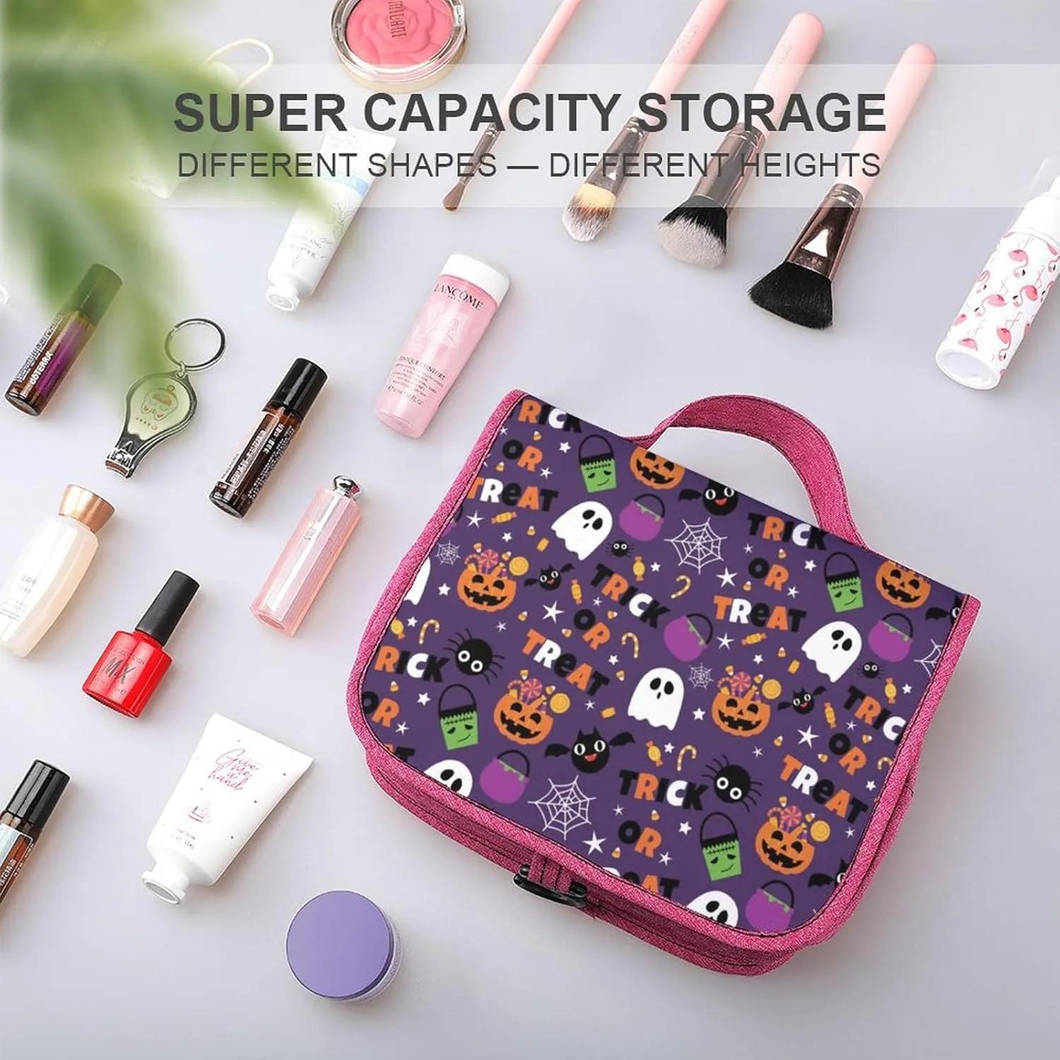 Travel Toiletry Bag For Women Hanging Makeup Bag Cosmetic Bag Travel Essentials Organizer Halloween Sweet Candy