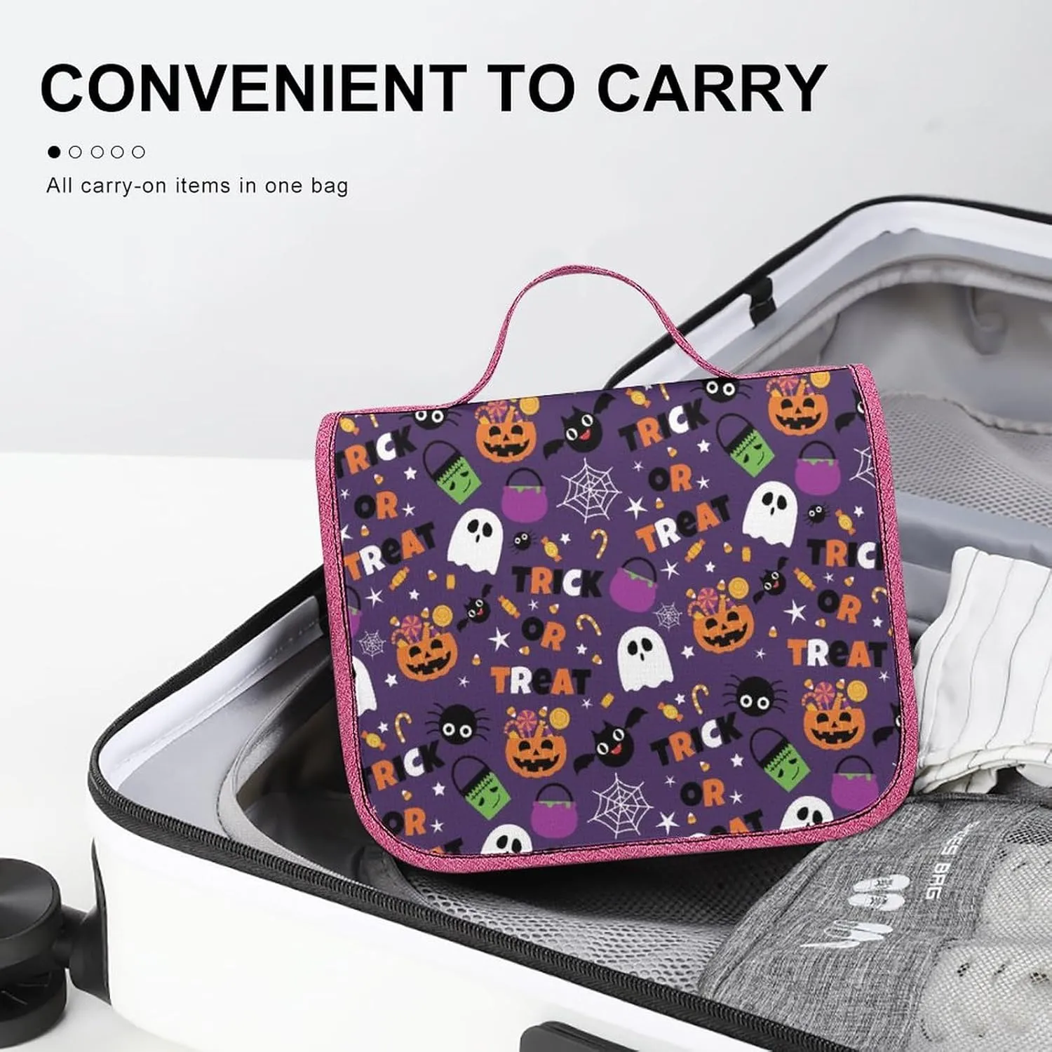 Travel Toiletry Bag For Women Hanging Makeup Bag Cosmetic Bag Travel Essentials Organizer Halloween Sweet Candy