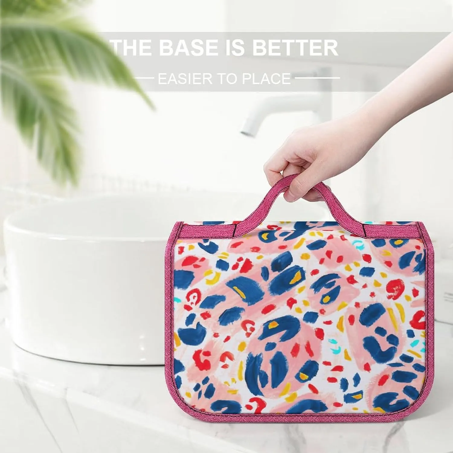 Travel Toiletry Bag For Women Hanging Makeup Bag Cosmetic Bag Travel Essentials Organizer Hand Painted Abstract Leopard Print