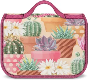 Travel Toiletry Bag For Women Hanging Makeup Bag Cosmetic Bag Travel Essentials Organizer High Detail Succulent And Cactus Seamless Patternsss