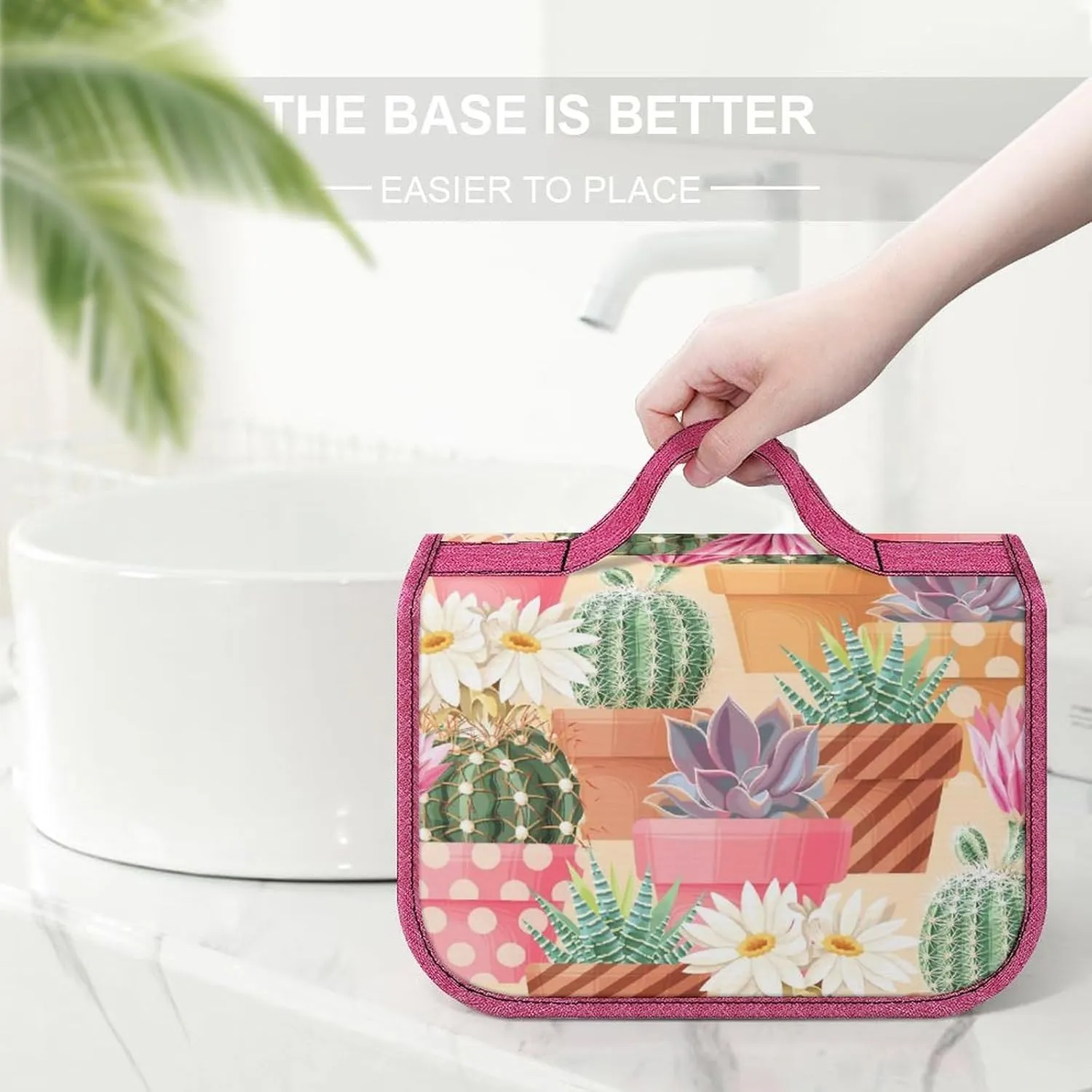 Travel Toiletry Bag For Women Hanging Makeup Bag Cosmetic Bag Travel Essentials Organizer High Detail Succulent And Cactus Seamless Patternsss