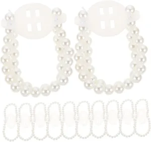 VALICLUD 12pcs Pearl Corsage Wristlet Band Wedding Corsage Bracelet Elastic Bead Wristband for Women