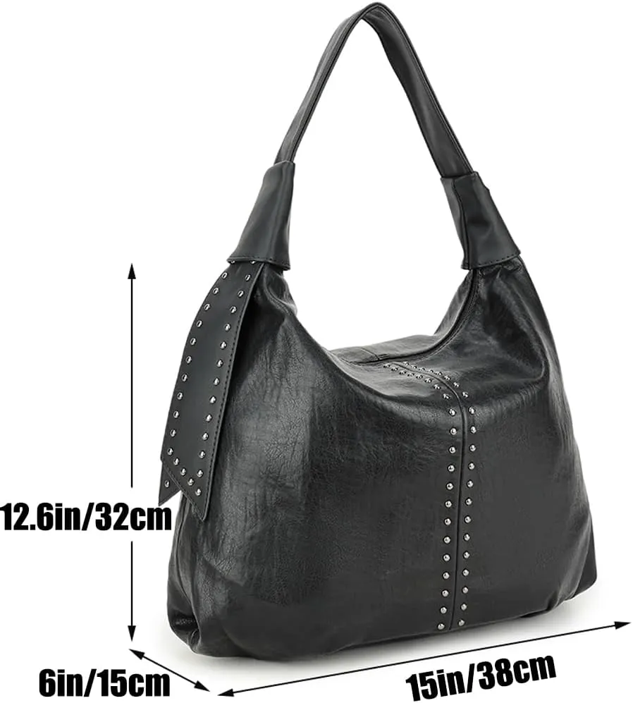 Vintage Handbags Womens Single Shoulder Bag Tote Bag Leather Hobo Handbag Ladies Weekender Bag Rivet Totes Purse