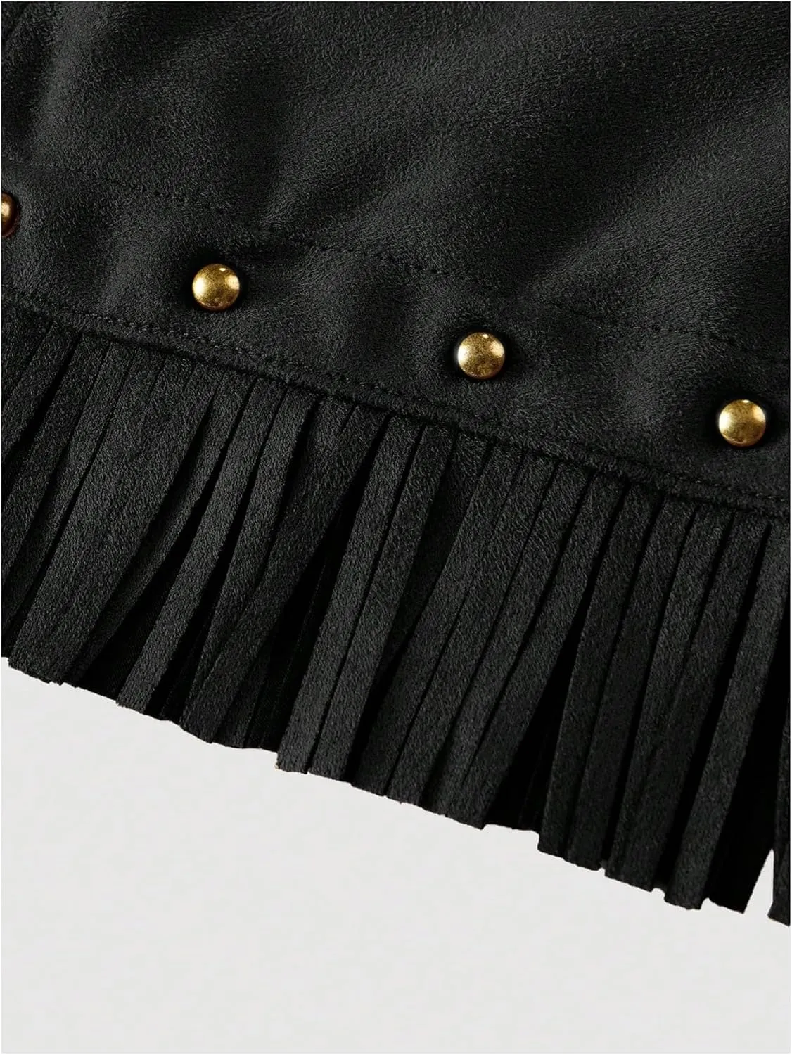 WDIRARA Women's Faux Suede Fringe Skirt High Waisted Tassel Western Mini Skirts