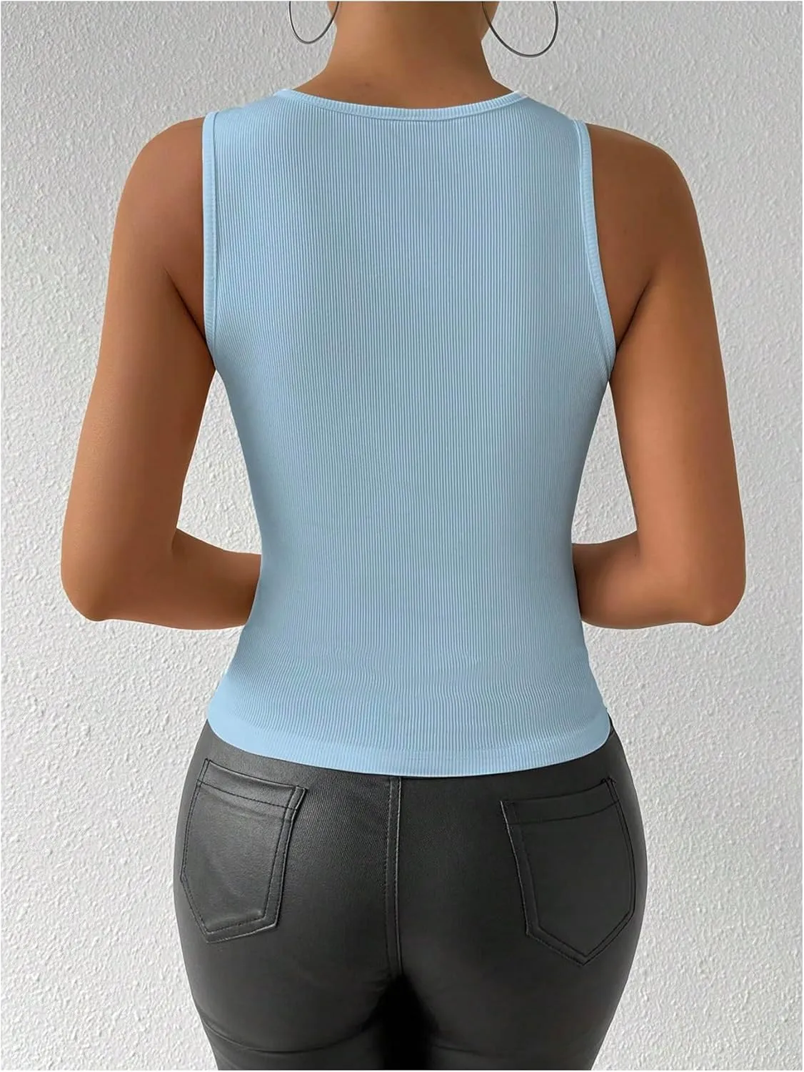 WDIRARA Women's Heart Rhinestone Cut Out Tank Top Casual Slim Fit Rib Knit Tops