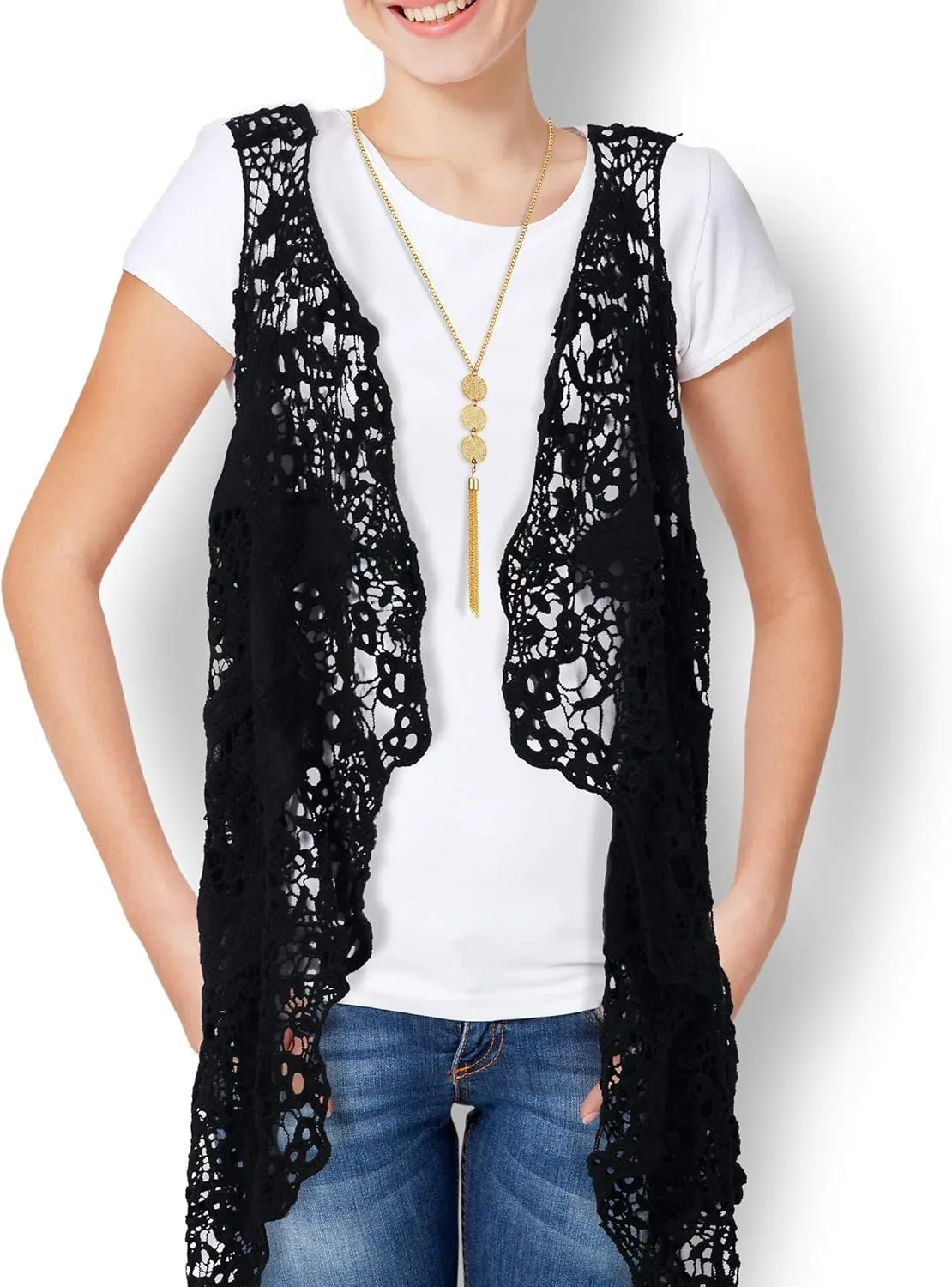 WILLBOND 4 Pcs 60s 70s Outfits for Women Hippie Costume 70s Costume Tops Accessories Women Fringe Hippie Vest