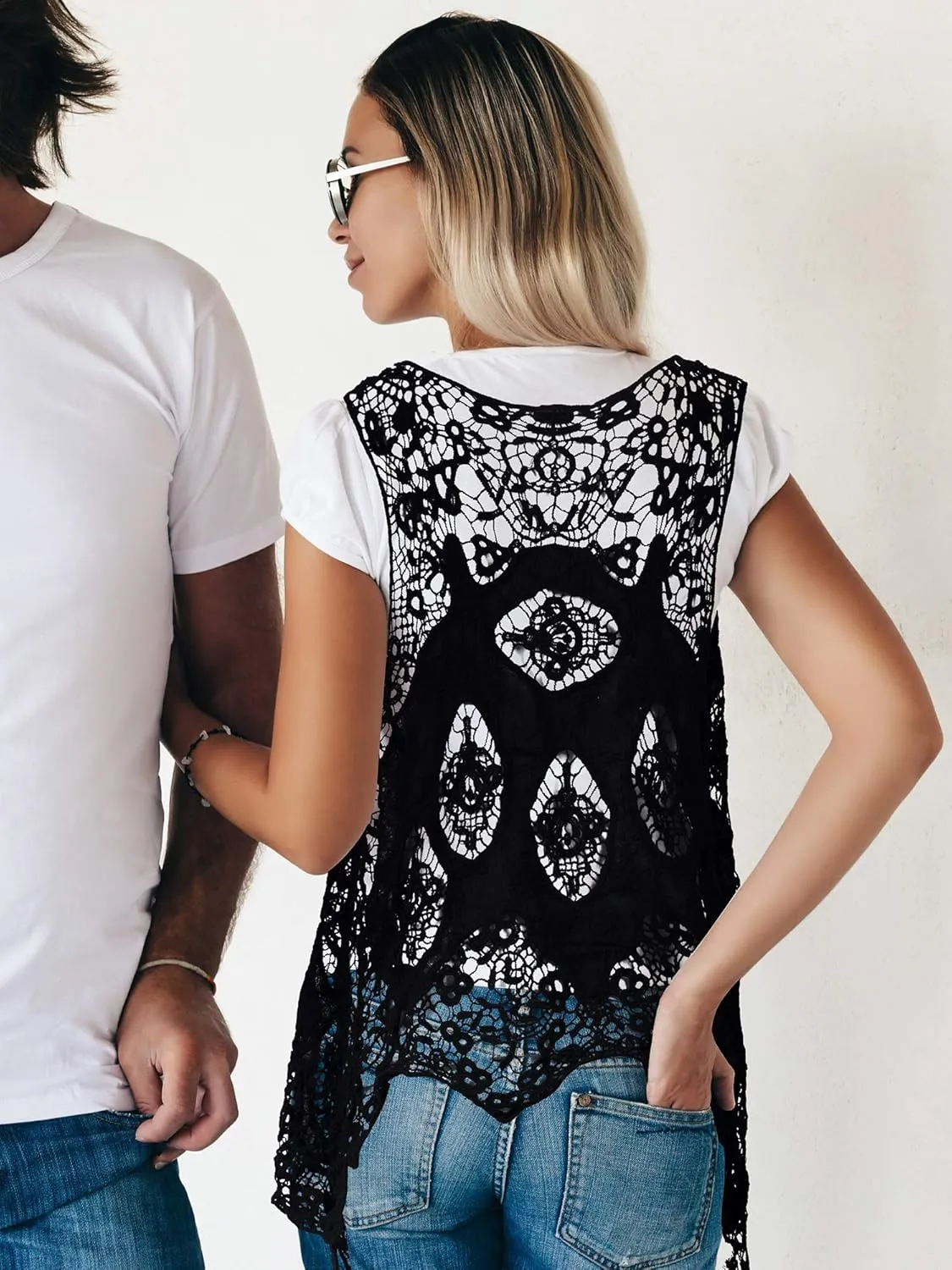 WILLBOND 4 Pcs 60s 70s Outfits for Women Hippie Costume 70s Costume Tops Accessories Women Fringe Hippie Vest