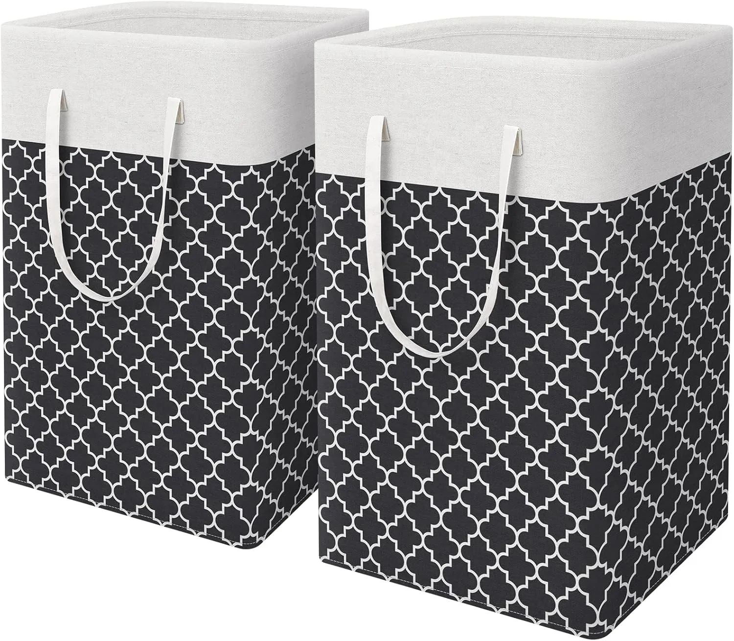 WISELIFE 2-Pack Laundry Hamper 75L Collapsible Large Laundry Baskets with Easy Carry Handles Freestanding Waterproof Clothes Hamper Storage Basket for Toys Clothes Organizer - 24.4" (H), Clover Black