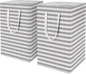 WISELIFE 2-Pack Laundry Hamper 75L Collapsible Large Laundry Baskets with Easy Carry Handles Freestanding Waterproof Clothes Hamper Storage Basket for Toys Clothes Organizer - 24.4" (H), Grey