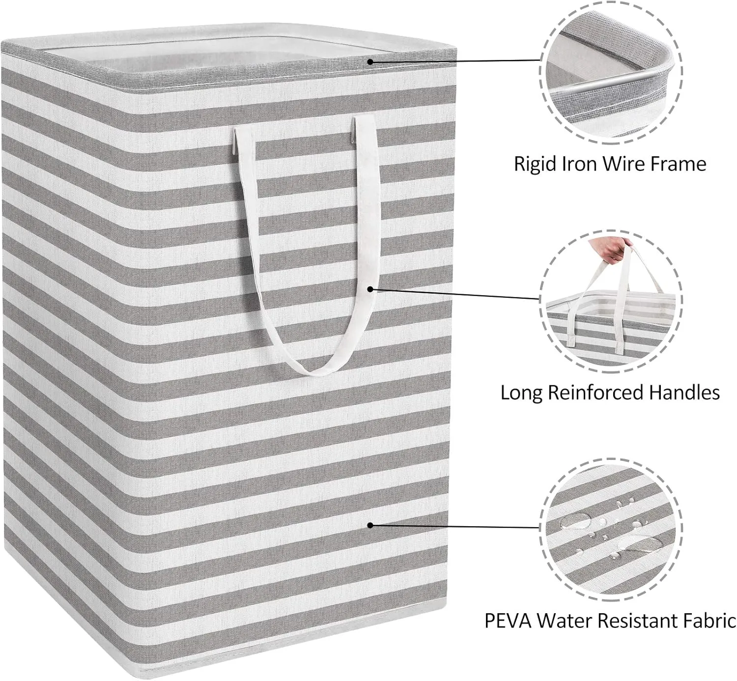 WISELIFE 2-Pack Laundry Hamper 75L Collapsible Large Laundry Baskets with Easy Carry Handles Freestanding Waterproof Clothes Hamper Storage Basket for Toys Clothes Organizer - 24.4" (H), Grey