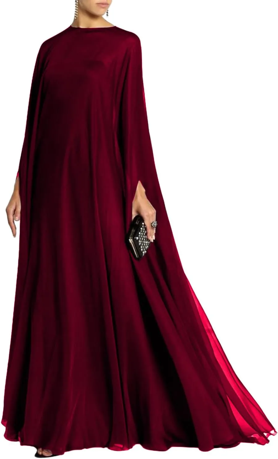 Women Evening Gown Empire Dress Sweep Train Boat Neck Wedding Guest ME012