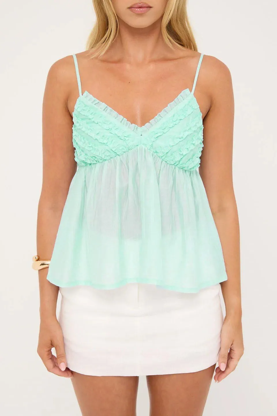 Women Floral Print Tie Shoulder Tank Tops Y2k V Neck Ruffle Hem Cami Shirt Cute Smocked Cami Tops