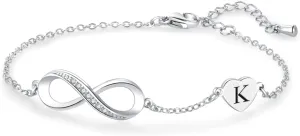 Women Initial A-Z Letter Bracelets Infinity Love Heart Alphabet Chain Bracelets Adjustable Stainless Steel Bracelets Jewelry Gifts
