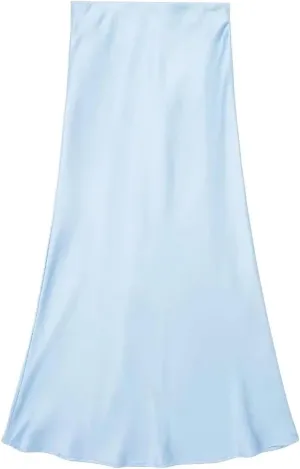 Women Long Skirt Spring Elastic High Waisted A-Line Casual Satin Skirts High Slim Fit Female Skirts