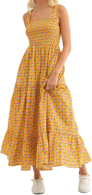 Women Square Neck Sleeveless Boho Floral Maxi Dress Spaghetti Strap Flowy Tiered Long Dresses Beach Strappy Sundress