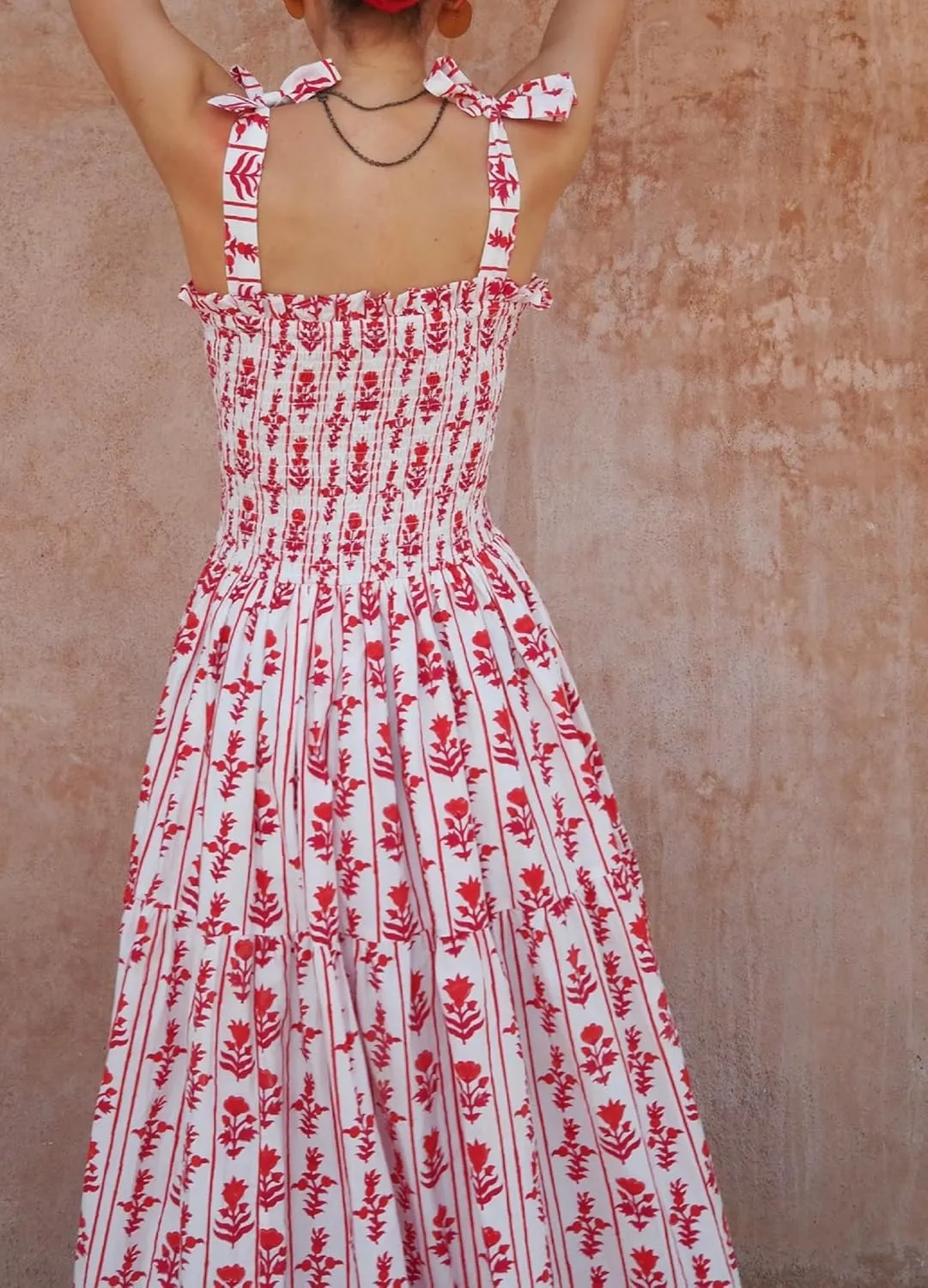 Women Tie Shoulder Graphic Boho Maxi Dress Sleeveless Flowy Tiered A Line Dress Summer Vocation Graffiti Sundress