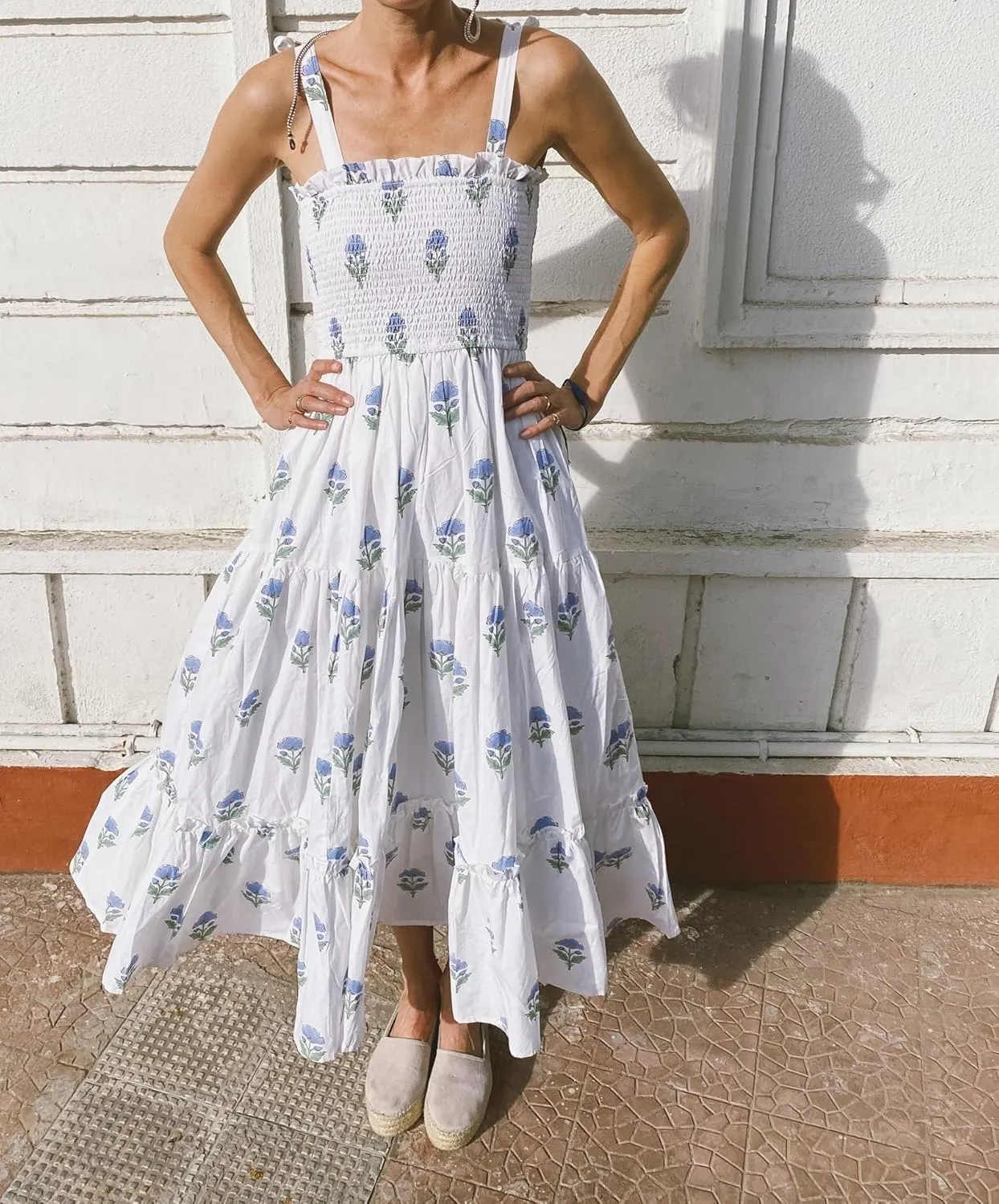 Women Tie Shoulder Graphic Boho Maxi Dress Sleeveless Flowy Tiered A Line Dress Summer Vocation Graffiti Sundress