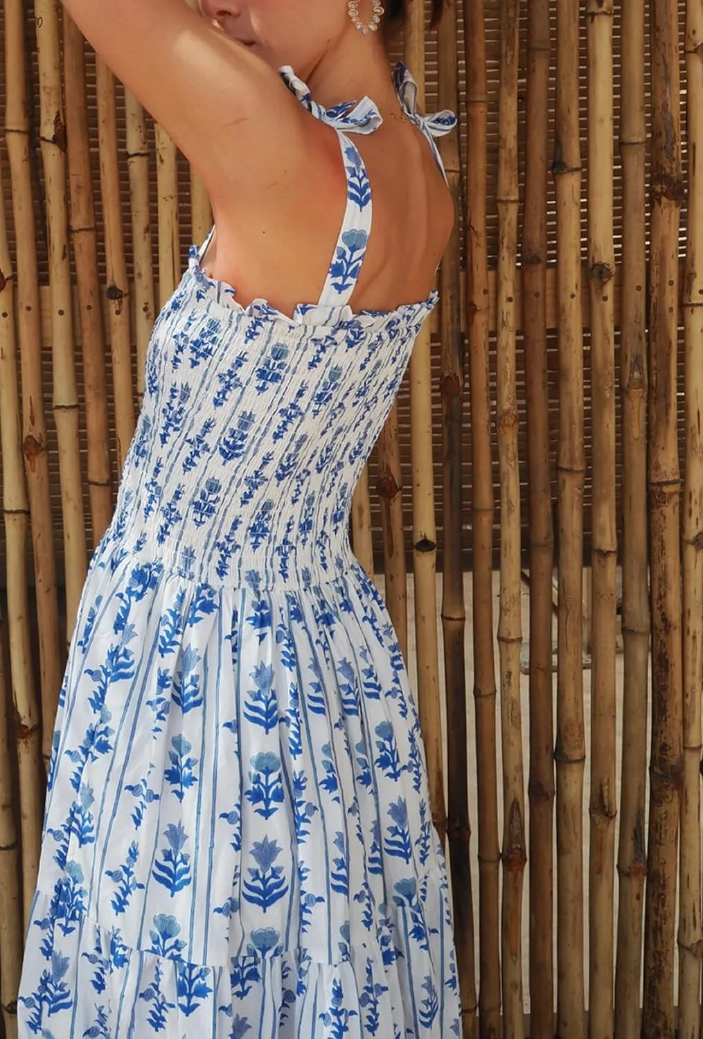 Women Tie Shoulder Graphic Boho Maxi Dress Sleeveless Flowy Tiered A Line Dress Summer Vocation Graffiti Sundress