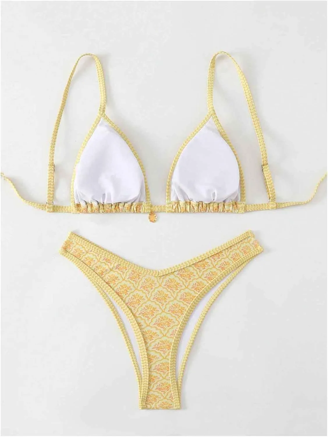 Women's 2 Piece Bikini Set Y2k Floral Triangle Tie Back Swimsuits Bathing Suit