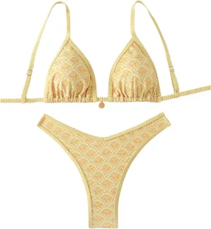 Women's 2 Piece Bikini Set Y2k Floral Triangle Tie Back Swimsuits Bathing Suit