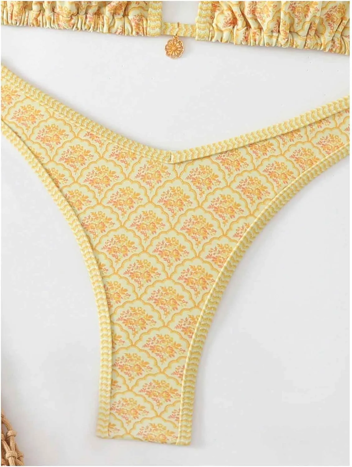 Women's 2 Piece Bikini Set Y2k Floral Triangle Tie Back Swimsuits Bathing Suit
