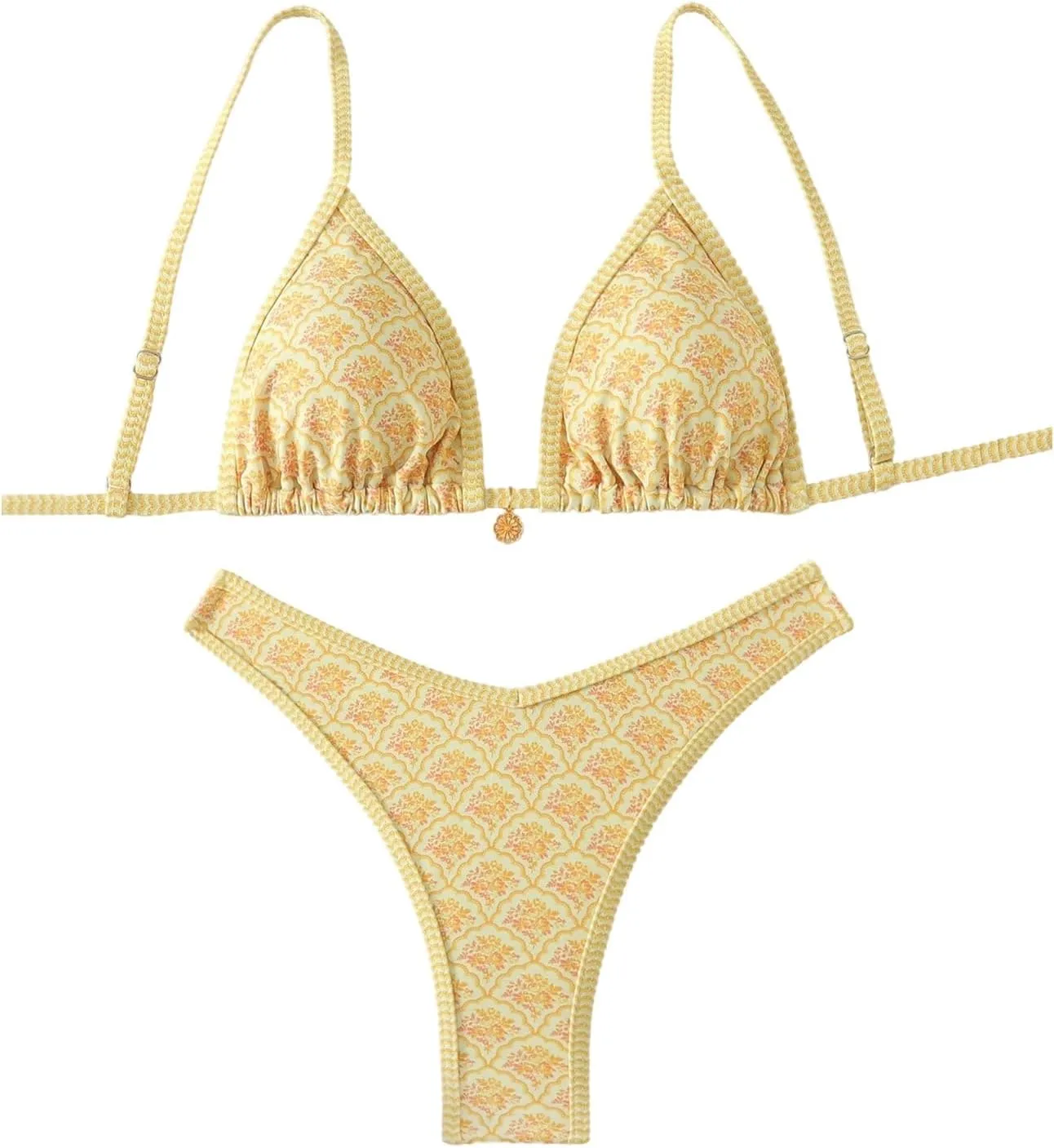 Women's 2 Piece Bikini Set Y2k Floral Triangle Tie Back Swimsuits Bathing Suit