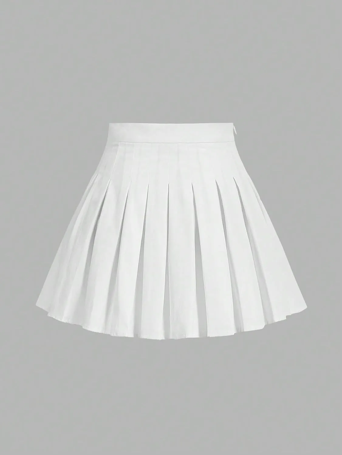 Women's Basic Solid Color High Waist Side Zipper Casual Pleated Mini Skirt Casual Skirts