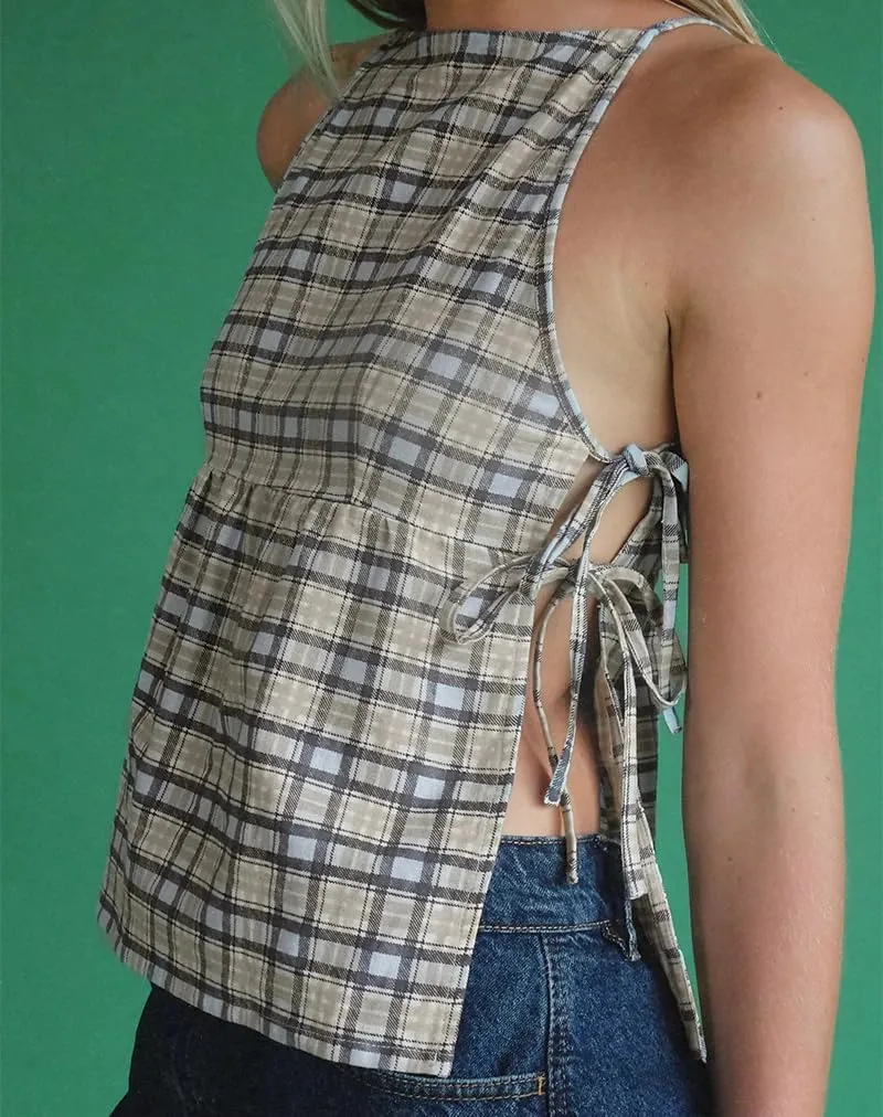 Women's Camisole Summer Tie Strap Tank Tops Y2k Solid Plaid Side Ties Sleeveless Tops Floral Embroidered Vest Top
