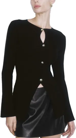 Womens Cardigan Sweater Long Sleeve Ribbed Tops Tight Fitted Button Down Shirts Y2K