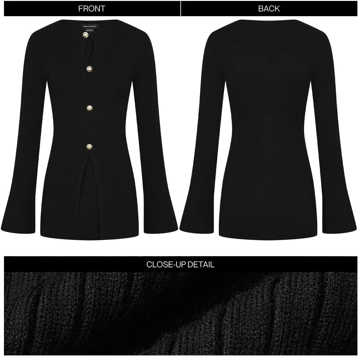 Womens Cardigan Sweater Long Sleeve Ribbed Tops Tight Fitted Button Down Shirts Y2K