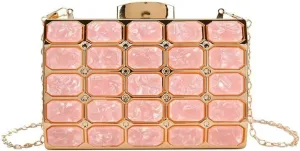 Womens Chic Evening Clutch Bag Acrylic Shoulder Purse Mini Totes Handbag Satchel with Chain Dinner Party Wedding