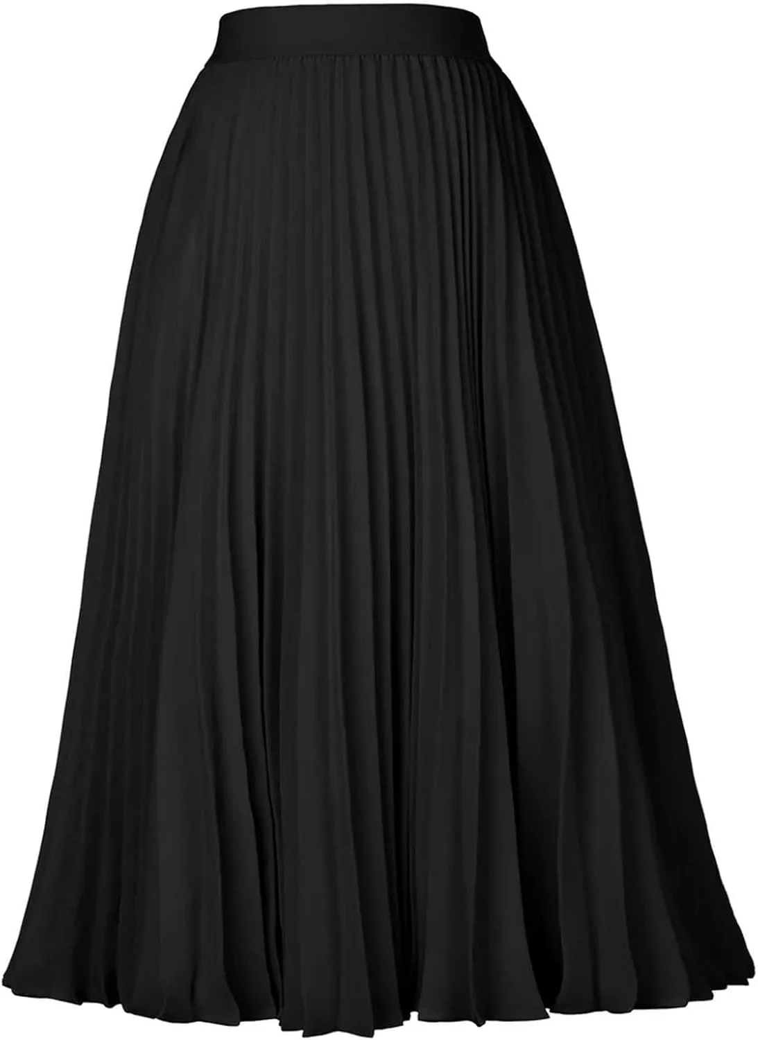 Women's High Waist Pleated Flare A-Line Rib Knit Midi Skirt Women's Stretch Waist Knee Length Skirt-Blackish Green-M