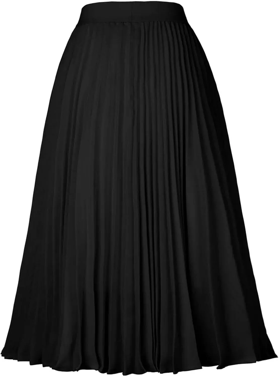 Women's High Waist Pleated Flare A-Line Rib Knit Midi Skirt Women's Stretch Waist Knee Length Skirt-Blackish Green-M
