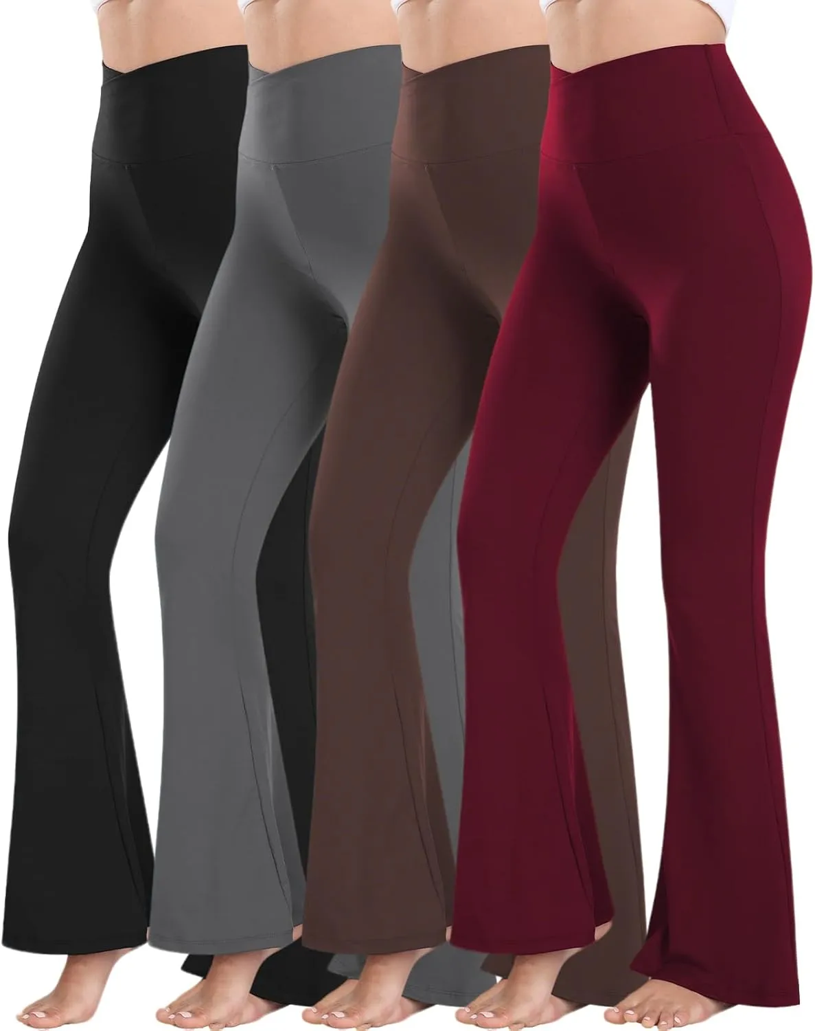 Women's High Waisted Flare Yoga Pants 3 Pack Tummy Control Bootcut Leggings for Gym V Crossover Workout Lounge Pants