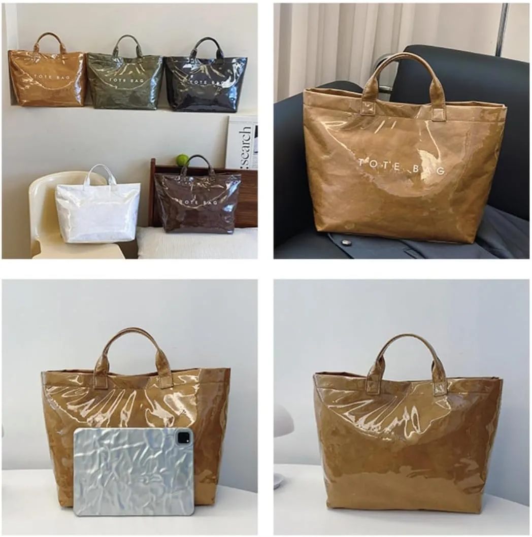 Women's Letters Print Tote Bag, Women Pvc Tote Bag, Top Handle Clear Hobo Handbag, Large Work Plastic Totes Bags