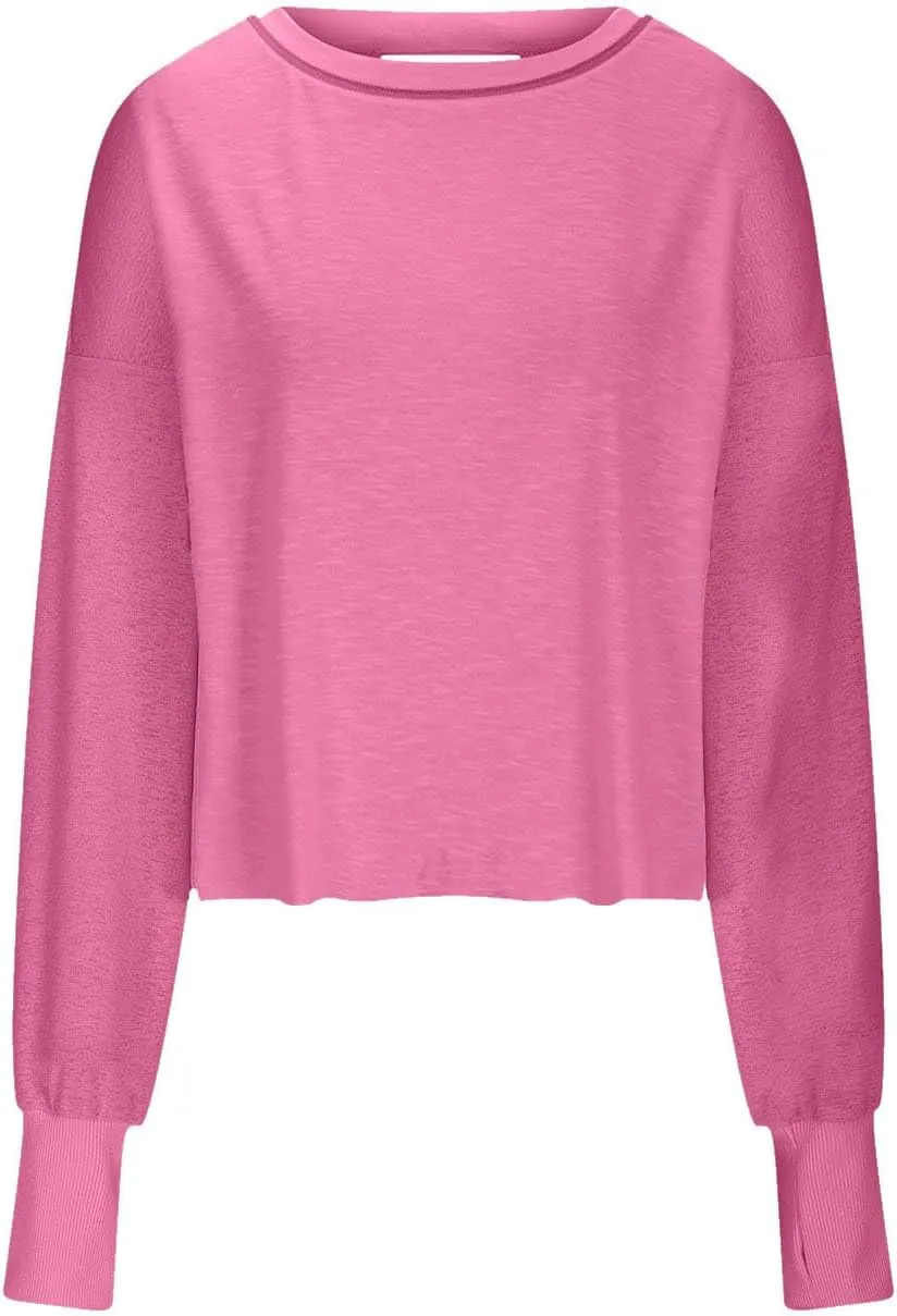Womens Long Sleeve Tshirts Shirts Crewneck Sweatshirts Tops 2024 Fall Trendy Oversized Tunics Hollow Out Y2K Clothes