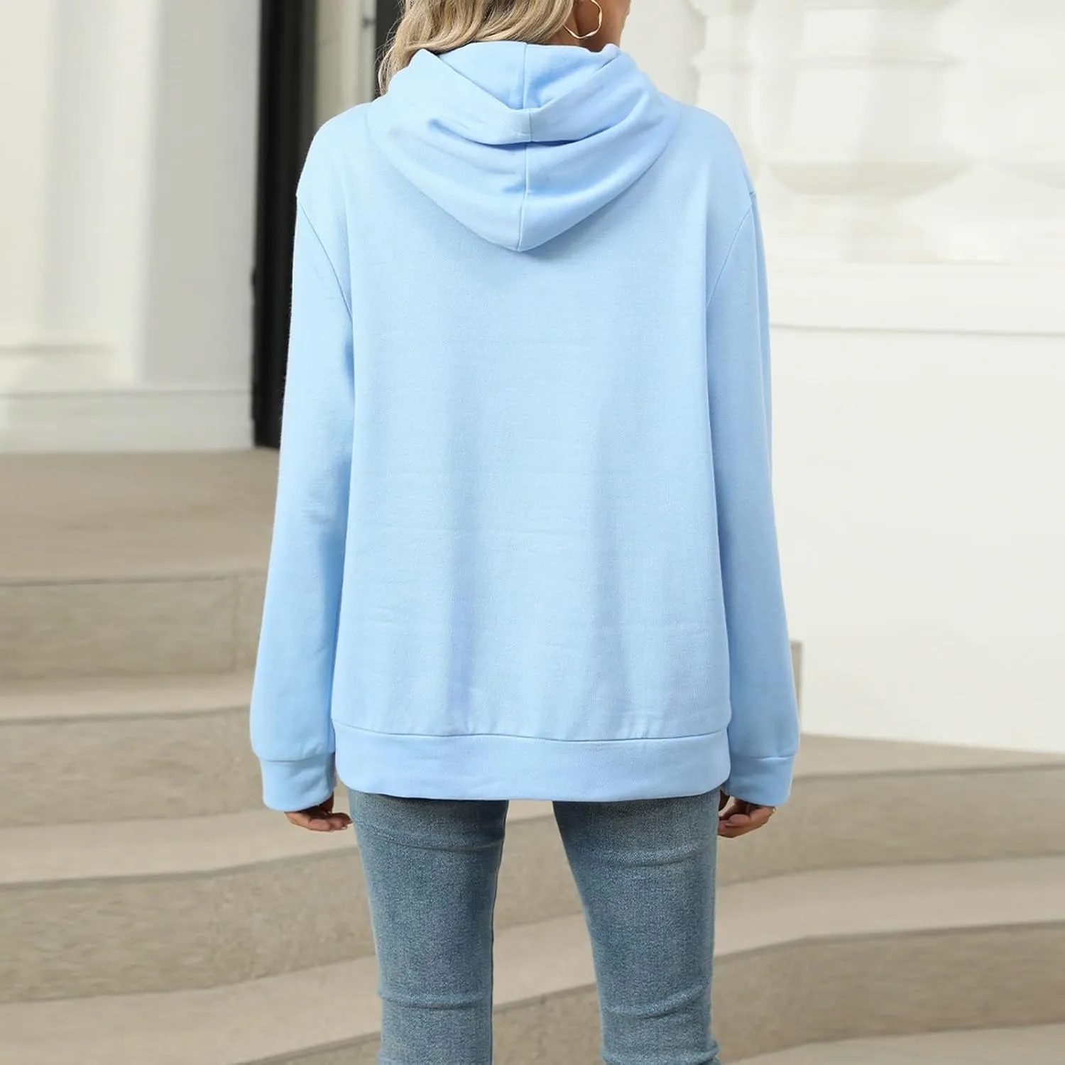 Womens Oversized Hoodies 2024 Fashion Basic Sweatshirts Drawstring Tops Hooded Pullover Tops Outfits with Pocket