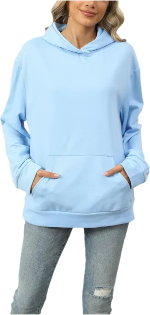 Womens Oversized Hoodies 2024 Fashion Basic Sweatshirts Drawstring Tops Hooded Pullover Tops Outfits with Pocket
