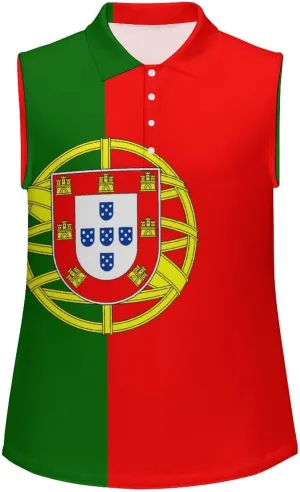 Women's Sleeveless Golf Shirt Quick Dry Jamaica Flag Casual Tank Tops Polo-Shirts for Women with Collar
