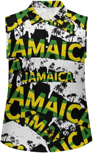 Women's Sleeveless Golf Shirt Quick Dry Jamaica Flag Casual Tank Tops Polo-Shirts for Women with Collar